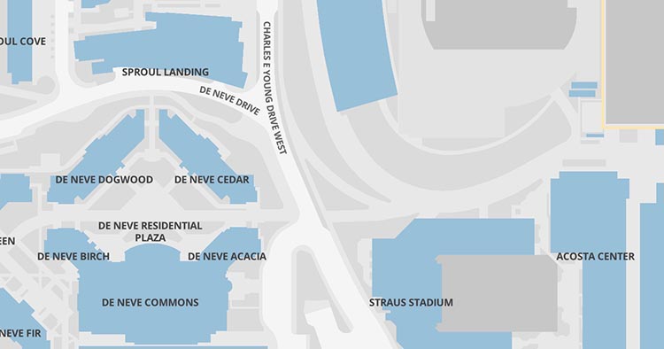 Map of Loading in front of Carnesale Commons or Bruin Walk
