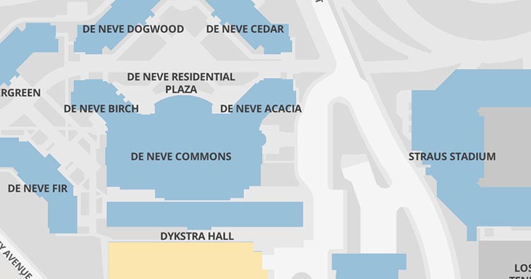 Map of De Neve Plaza Auditorium