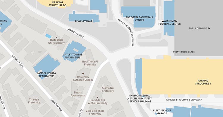 Map of Corner of Gayley & Strathmore