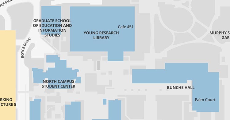 Map of Young Research Library Portico